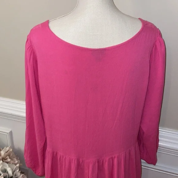 Torrid Pink Mini Rayon Slub Pintuck Neck Skater Dress Size 2X (18-20) NWT - Picture 10 of 14